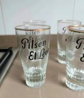 6 Vasos Cerveza El Leon Dorados