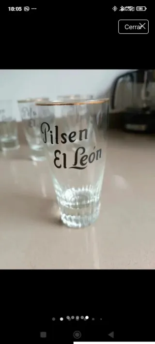 6 Vasos Cerveza El Leon Dorados