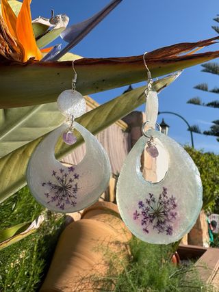Pendientes flor morada y amatista