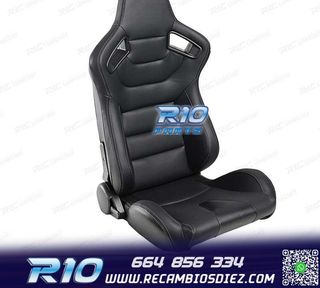 KIT ASIENTO DEPORTIVO SEMI BAQUET ESTILO RS CUERO NEGRO