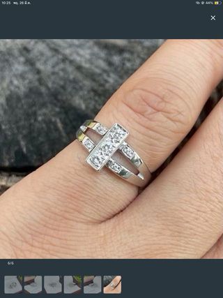 Anillo vintage oro blanco diamantes talla