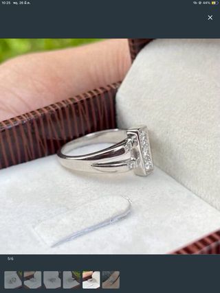 Anillo vintage oro blanco diamantes talla