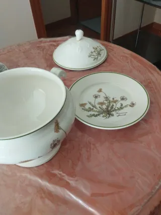 Sopera de porcelana con plato