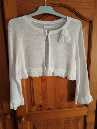 Vestido de Comunión Blanco con Cinturón Azul