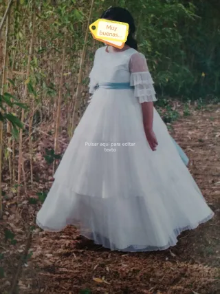 Vestido de Comunión Blanco con Cinturón Azul