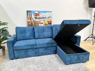 Sofá Cama Azul con Arcón