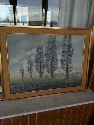Cuadro al óleo paisaje árboles