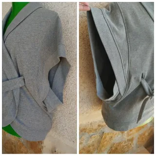 Cardigan Kimono Y2K Gris Manga Corta Stradivarius