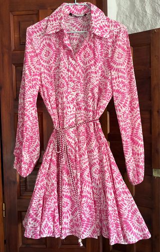 Vestido Zara Rosa Estampado Talla XS