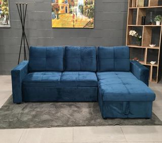 Sofá Cama Azul con Arcón