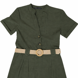 Mono Zara Verde Oliva Liocel Fluido Excelente XS