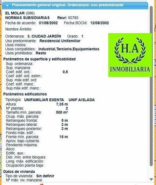 Terreno en venta en Molar (El)