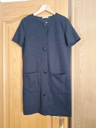 Vestido Zara Negro Botones Bolsillos