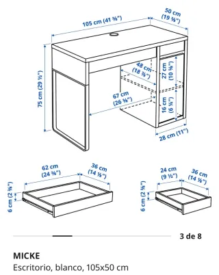 Escritorio MICKE Ikea Blanco
