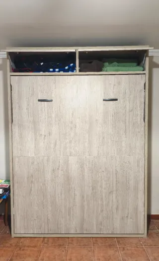 Cama Abatible 150cm Madera Beige