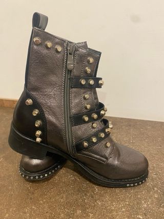 Stivaletti Biker Bronzo Metallizzato Borchie