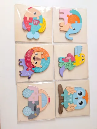Puzzles de madera educativos animales y coche