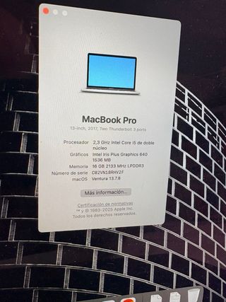 MacBook Pro 2017 i5 16GB 128GB Gris Espacial