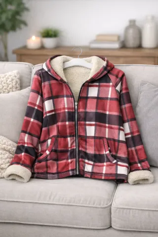 Chaqueta cuadros borreguito mujer