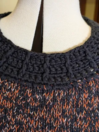 Jersey mujer negro y naranja