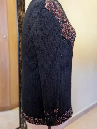 Jersey mujer negro y naranja