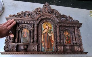 Tríptico al estilo de la Escuela Cuzqueña Colonial