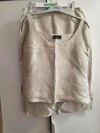 Traje 3 piezas beige mujer, Tasca, talla 42