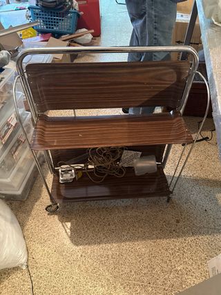 Carrito Auxiliar con Bandejas Marrón y Plata