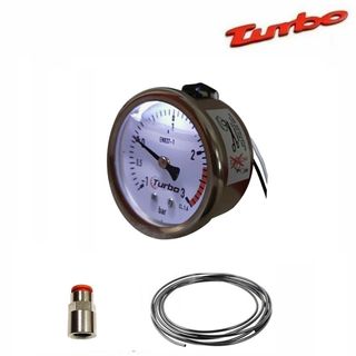 Kit Manómetro Turbo 52mm BLANCO Azul -1+3 bar