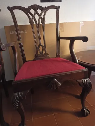 2 Sillas vintage madera y tela