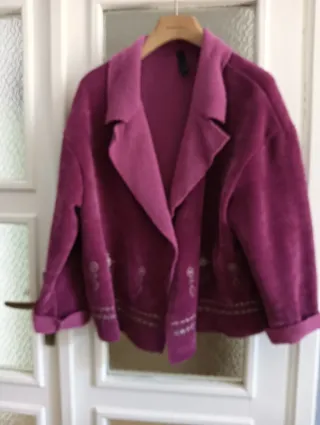 Giacca oversize donna ciclamino in ciniglia