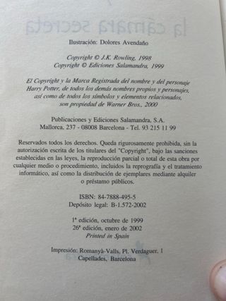 Harry Potter y la cámara secreta tapa dura