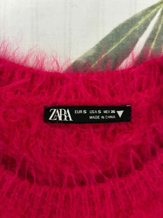 Jersey Zara Rosa Peluche Manga Corta
