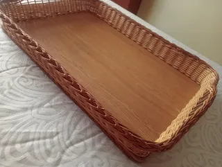 Cesta de mimbre y madera(Multiusos)