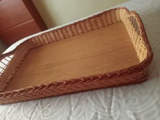 Cesta de mimbre y madera(Multiusos)