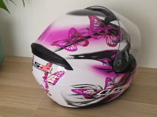 Casco Moto Mujer LS2 Mariposas + Guantes