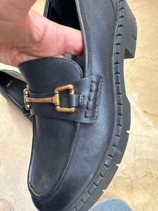 Mocasines Chunky Mango Mujer Negros Talla 38