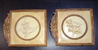 Pareja Cuadros Relieve Cherubines