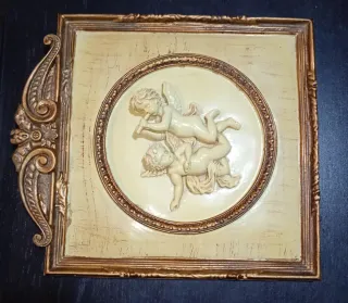 Pareja Cuadros Relieve Cherubines