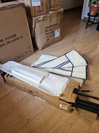 Armario Plegable Tela Gris y Rojo