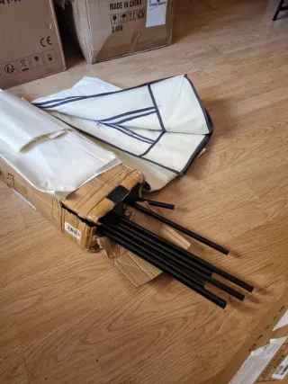 Armario Plegable Tela Gris y Rojo