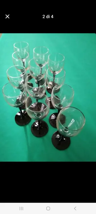 Set 12 Calici Vino Neri Trasparenti