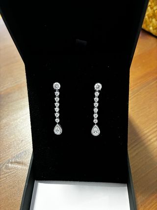 Pendientes largos plata circonitas novia