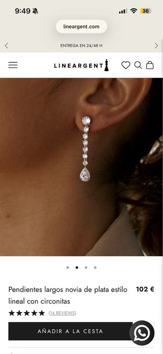 Pendientes largos plata circonitas novia