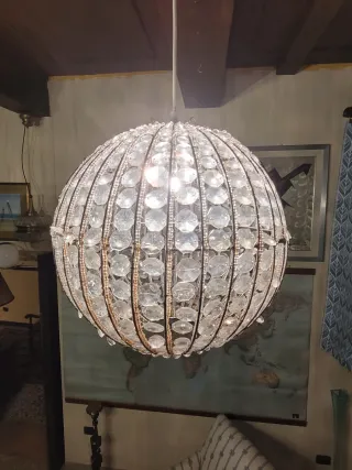 Lampada Sospensione Vintage Cristalli Metallo