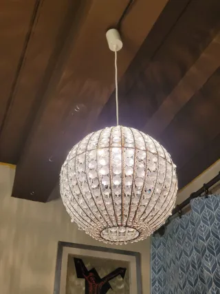 Lampada Sospensione Vintage Cristalli Metallo