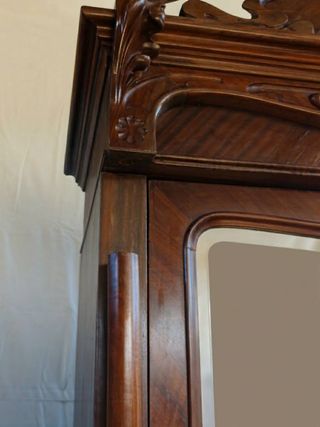 Armario Vestidor Antiguo Tallado Madera y Espejo