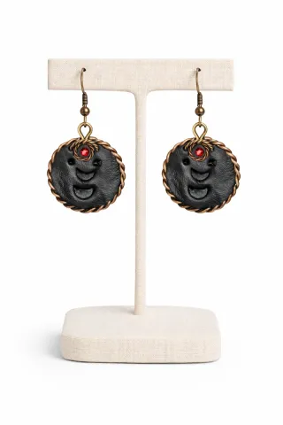 Pendientes artesanales en cobre y piel