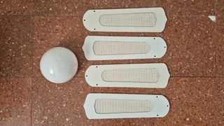 Tulipa cristal blanco lámpara + 4 aspas ventilador