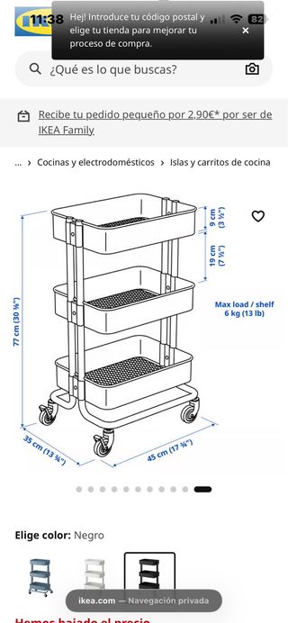 Carro auxiliar Raskog Ikea negro